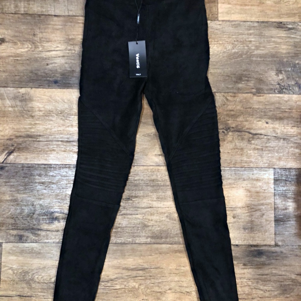 Black Suede Moto leggings